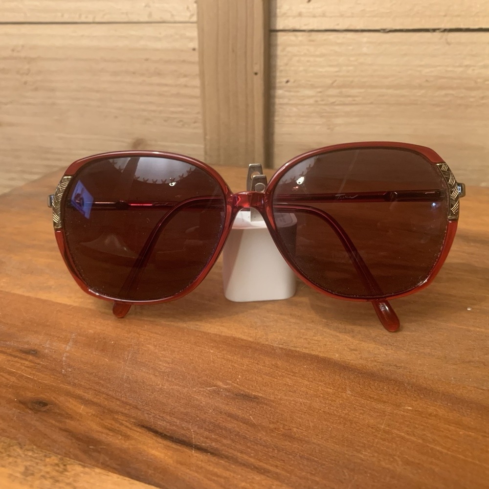 Vintage Woman's Tura MOD 344 Red & Gold 1980's Eyeglasses Frames Only Japan